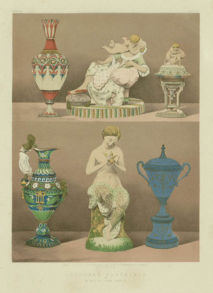 INTERNATIONAL EXHIBITION. Coloured porcelain - M.Gille Junr. Paris 1862 print